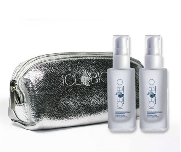 ICE BIO. Набор Сыворотка  2 шт омолаживающая для лица, шеи и зоны декольте 30мл, в косметичке в Ставрополе